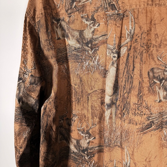 North River Outfitters - Deer Camo Print Button-Up Shirt Brown – Mens XL - Picture 2 of 7
